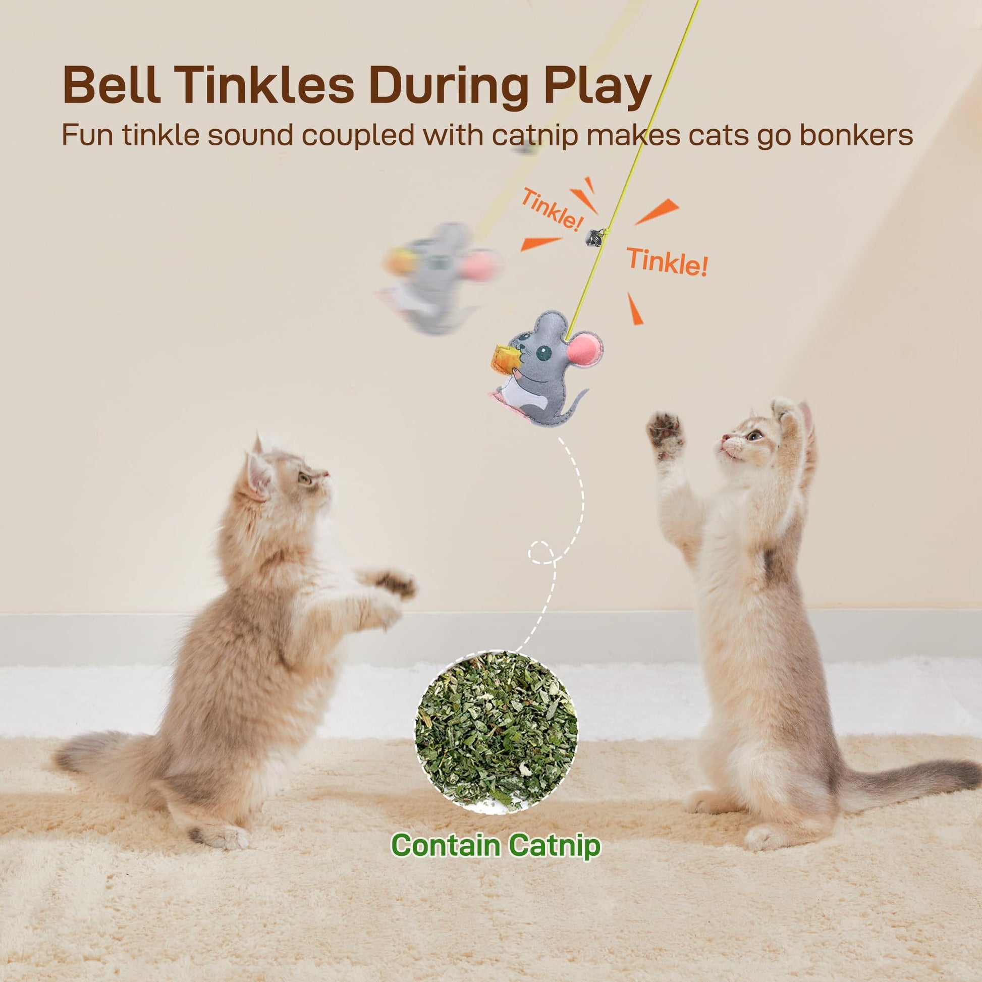 Interactive Cat Feather Toys 5 Pcs For Mental And Physical Stimulation.