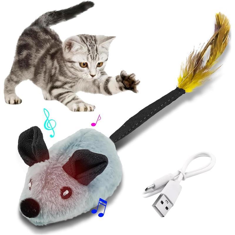 Interactive Cat Toys Mouse With LED Lights USB Rechargeable