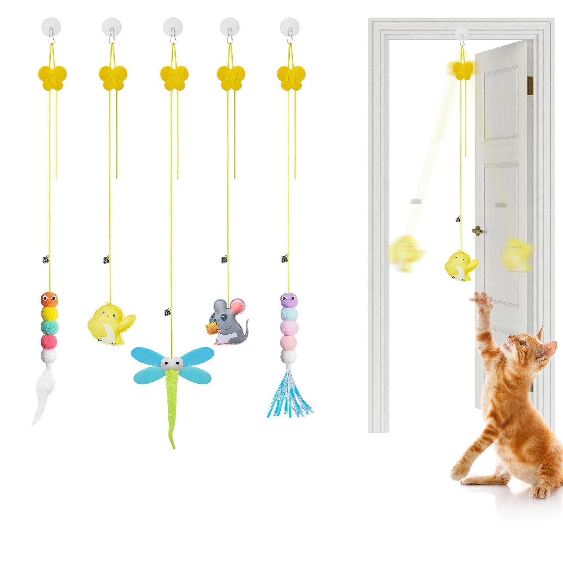 Interactive Cat Feather Toys 5 Pcs For Mental And Physical Stimulation.