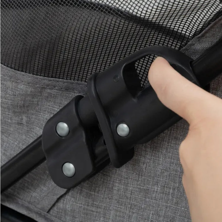 Foldable Pet Stroller With Storage Basket For Small Puppies