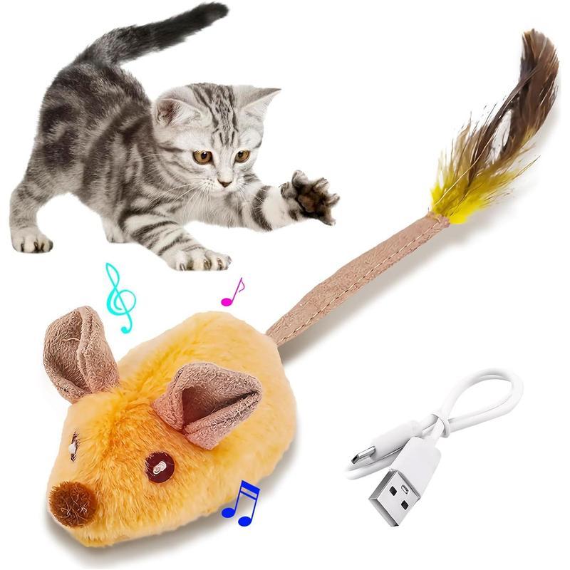 Interactive Cat Toys Mouse With LED Lights USB Rechargeable