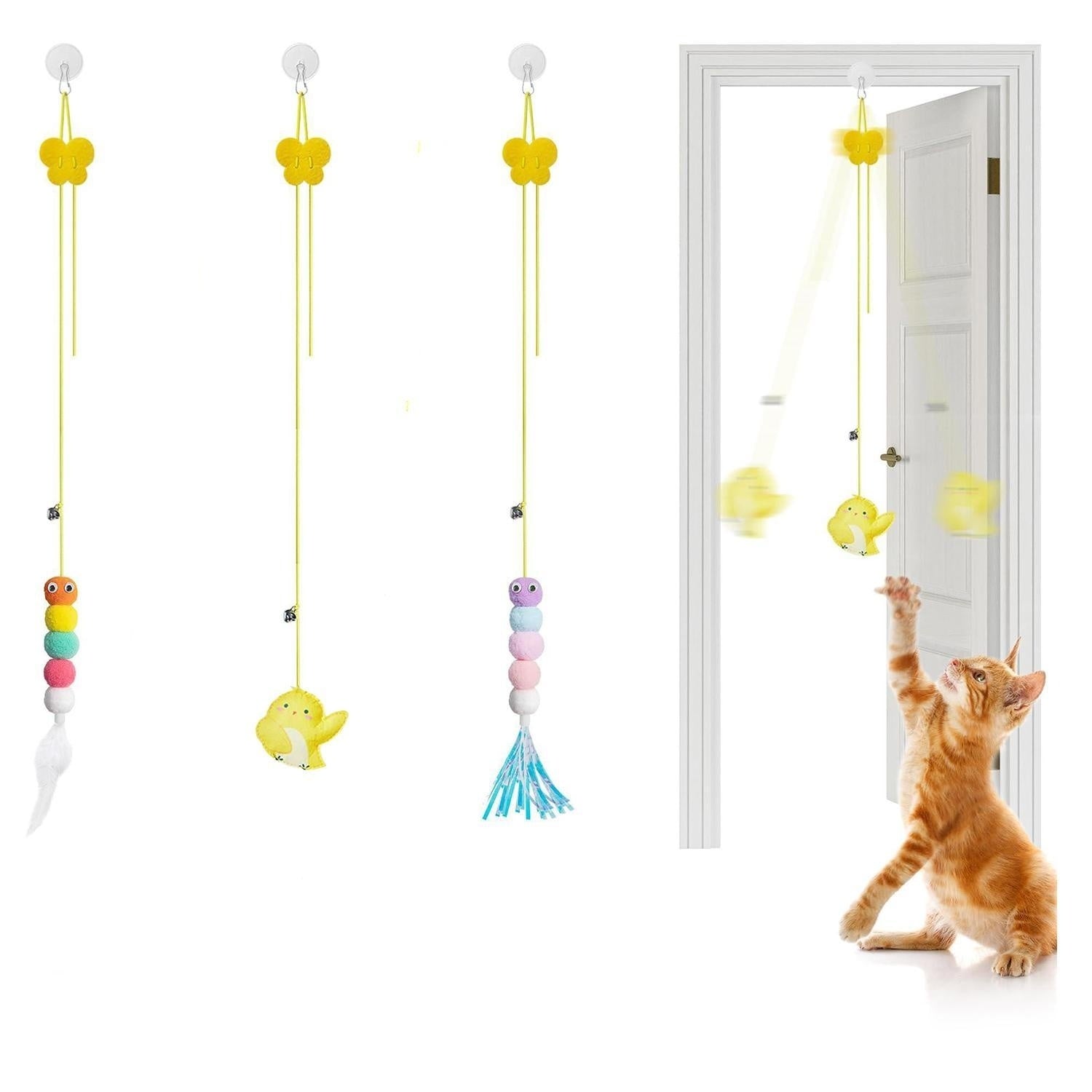 Interactive Cat Feather Toys 5 Pcs For Mental And Physical Stimulation.
