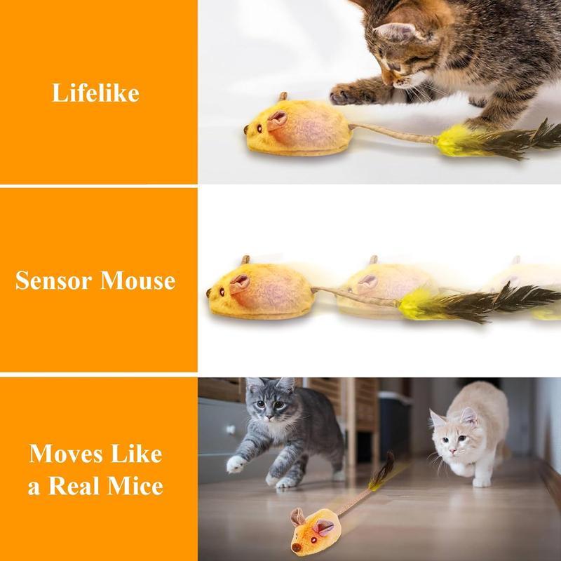 Interactive Cat Toys Mouse With LED Lights USB Rechargeable
