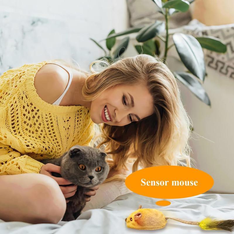 Interactive Cat Toys Mouse With LED Lights USB Rechargeable