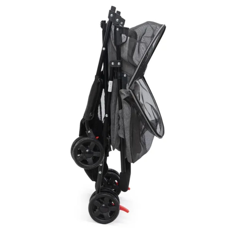 Foldable Pet Stroller With Storage Basket For Small Puppies