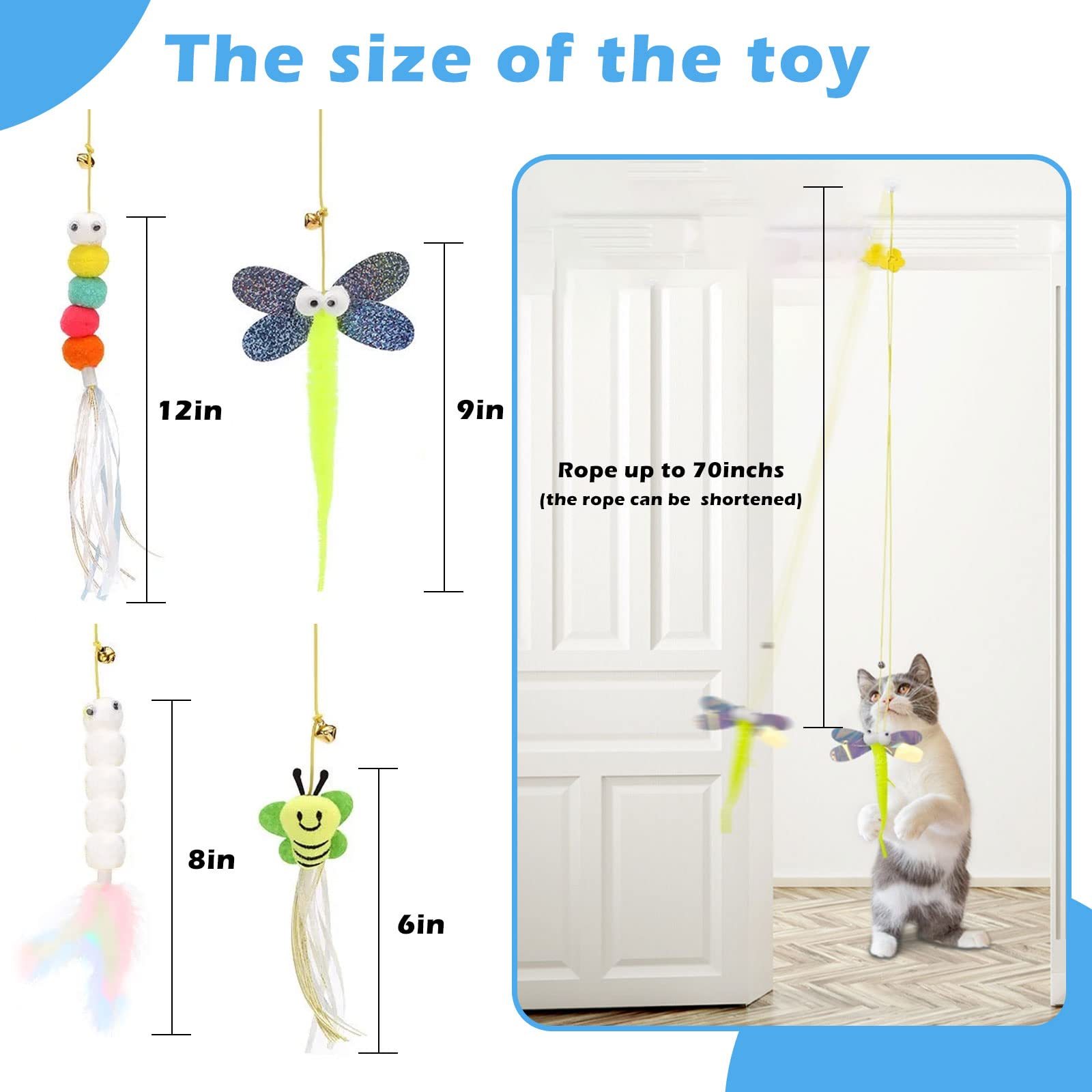 Interactive Cat Feather Toys 5 Pcs For Mental And Physical Stimulation.