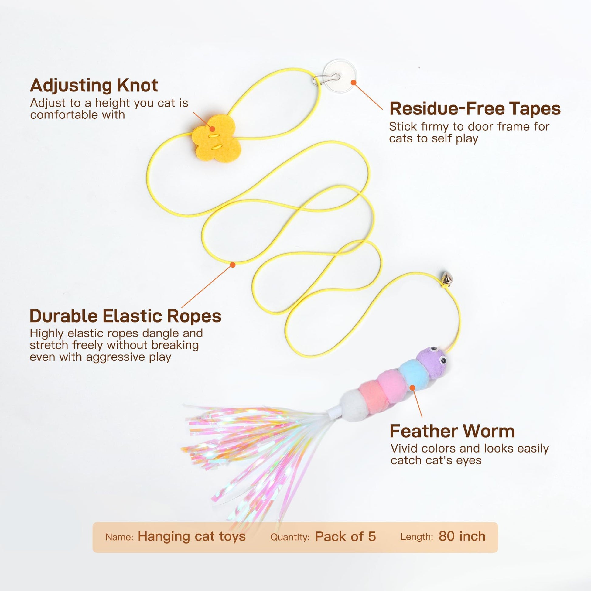 Interactive Cat Feather Toys 5 Pcs For Mental And Physical Stimulation.