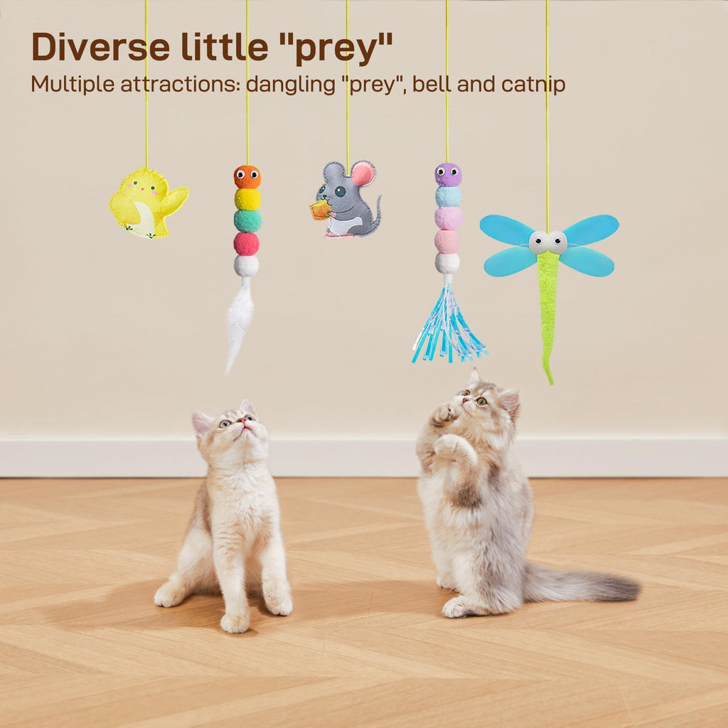 Interactive Cat Feather Toys 5 Pcs For Mental And Physical Stimulation.